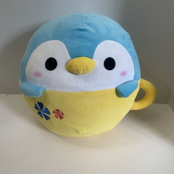 Takashoji Blue Penguin in a Mug Plush Kawaii 12 inches Round Stuffed Animal - Picture 4 of 4